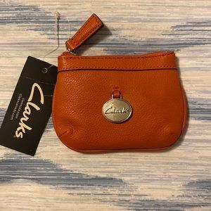 NWT Clark’s Orange Leather Change Purse